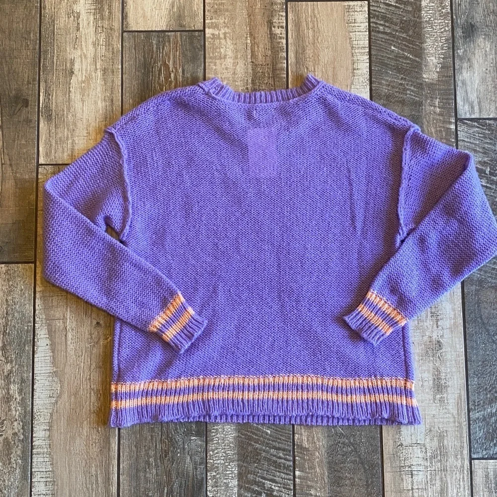 Purple Knit Sweater with peach Stripes 🆕